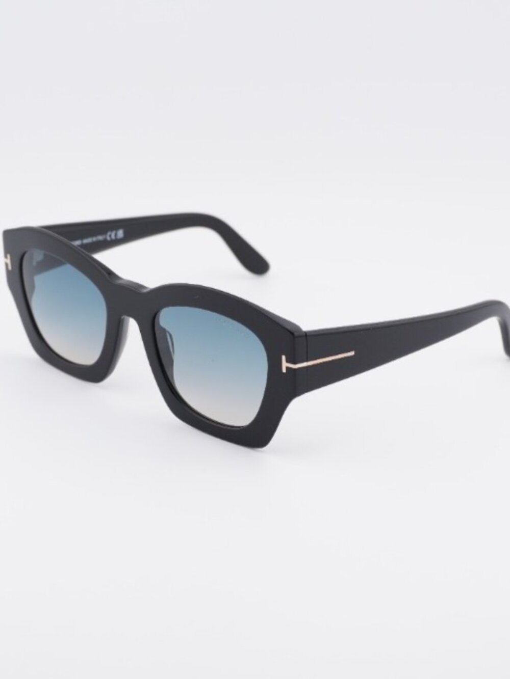 Tom Ford Guilliana FT1083 01P Sunglasses Shiny Black Square Frame, Green Lenses